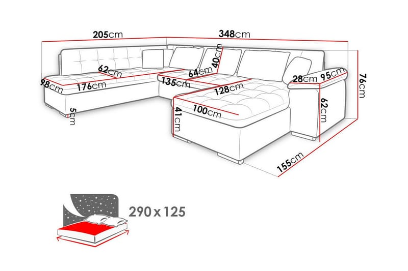 5-sits Hörnbäddsoffa Sakri - Bäddsoffa divan