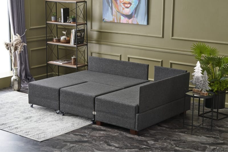 Algeria Bäddsoffa m. Divan 4-sits 140x190 - Antracit - Möbler - Soffa - Bäddsoffa - Bäddsoffa divan