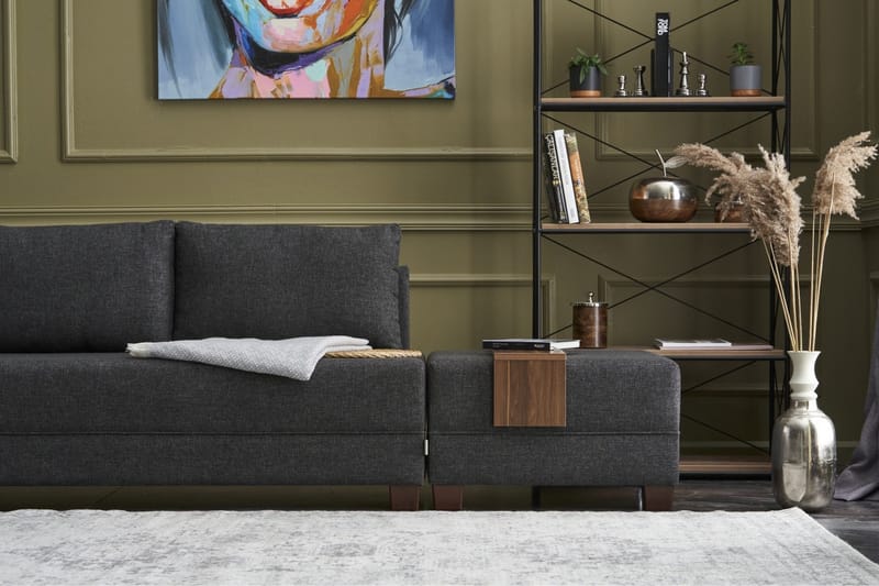 Algeria Bäddsoffa m. Divan 4-sits 140x190 - Antracit - Möbler - Soffa - Bäddsoffa - Bäddsoffa divan