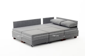Algeria Bäddsoffa m. Divan 4-sits 140x190 - Antracit - Möbler - Soffa - Bäddsoffa - Bäddsoffa divan