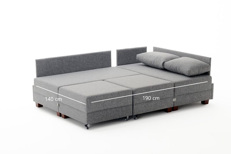 Algeria Bäddsoffa m. Divan 4-sits 140x190 - Antracit - Möbler - Soffa - Bäddsoffa - Bäddsoffa divan