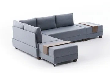 Algeria Bäddsoffa m. Divan 4-sits 140x190 - Blå - Möbler - Soffa - Bäddsoffa - Bäddsoffa divan