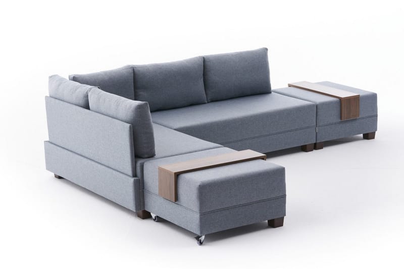 Algeria Bäddsoffa m. Divan 4-sits 140x190 - Blå - Möbler - Soffa - Bäddsoffa - Bäddsoffa divan