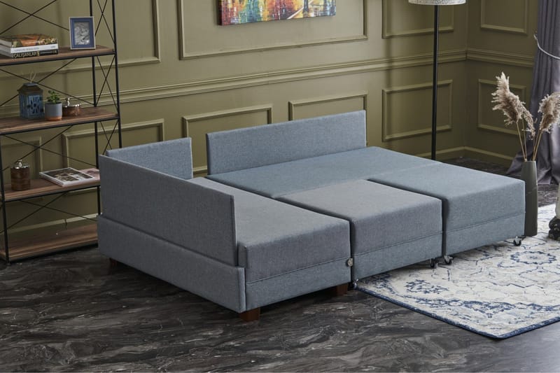 Algeria Bäddsoffa m. Divan 4-sits 140x190 - Blå - Möbler - Soffa - Bäddsoffa - Bäddsoffa divan
