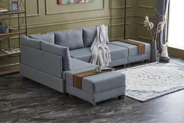 Algeria Bäddsoffa m. Divan 4-sits 140x190 - Blå - Möbler - Soffa - Bäddsoffa - Bäddsoffa divan