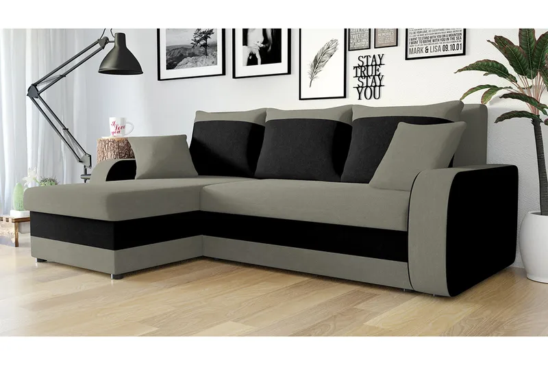 Alvared 3-sits Hörnbäddsoffa Universal - Grå - Möbler - Soffa - Bäddsoffa - Bäddsoffa divan
