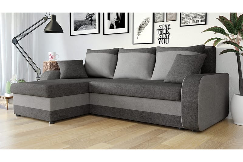 Alvared 3-sits Hörnbäddsoffa Universal - Grå - Möbler - Soffa - Bäddsoffa - Bäddsoffa divan
