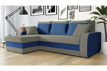 Alvared 3-sits Hörnbäddsoffa Universal - Grå/Blå - Möbler - Soffa - Bäddsoffa - Bäddsoffa divan