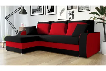 Alvared 3-sits Hörnbäddsoffa Universal - Grå/Röd - Möbler - Soffa - Bäddsoffa - Bäddsoffa divan