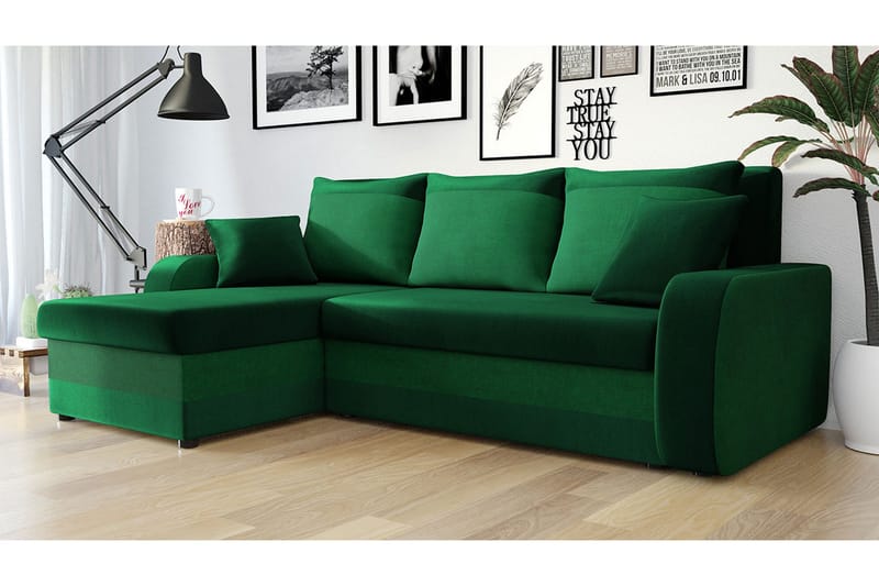 Alvared 3-sits Hörnbäddsoffa Universal - Grön - Möbler - Soffa - Bäddsoffa - Bäddsoffa divan