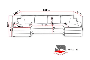 Alvared 4-sits U-formad Bäddsoffa med Förvaring 130x268 cm i Sammet - Mörkgrå - Möbler - Soffa - Bäddsoffa - Bäddsoffa divan