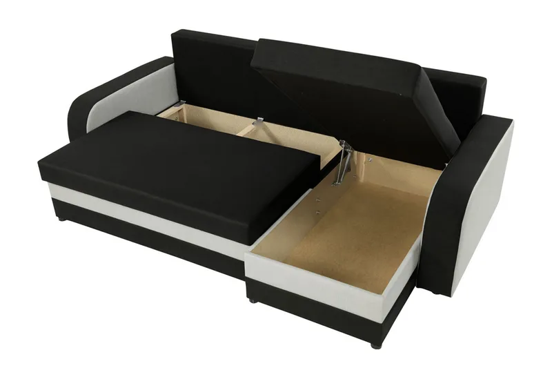 Alvared Djup 3 sits L soffa -Hörnbäddsoffa Universal 230 cm - Beige / Svart / Vit - Möbler - Soffa - Bäddsoffa - Bäddsoffa divan