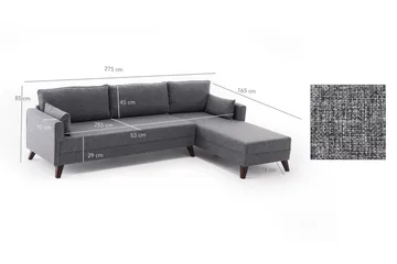 Antigua Divanbäddsoffa Höger - Grå - Möbler - Soffa - Bäddsoffa - Bäddsoffa längsbäddad