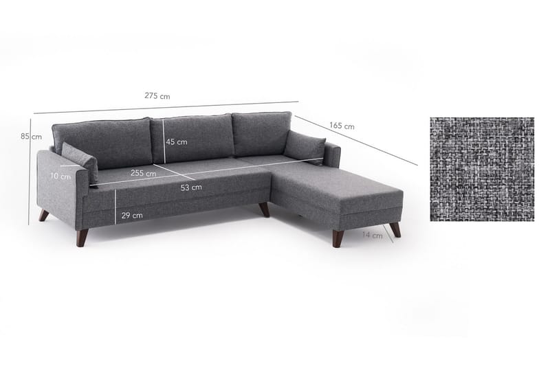 Antigua Divanbäddsoffa Höger - Grå - Möbler - Soffa - Bäddsoffa - Bäddsoffa längsbäddad