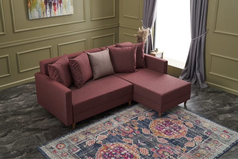 Aydama Bäddsoffa m. Divan 4-sits 192x135 - Röd - Möbler - Soffa - Bäddsoffa - Bäddsoffa divan