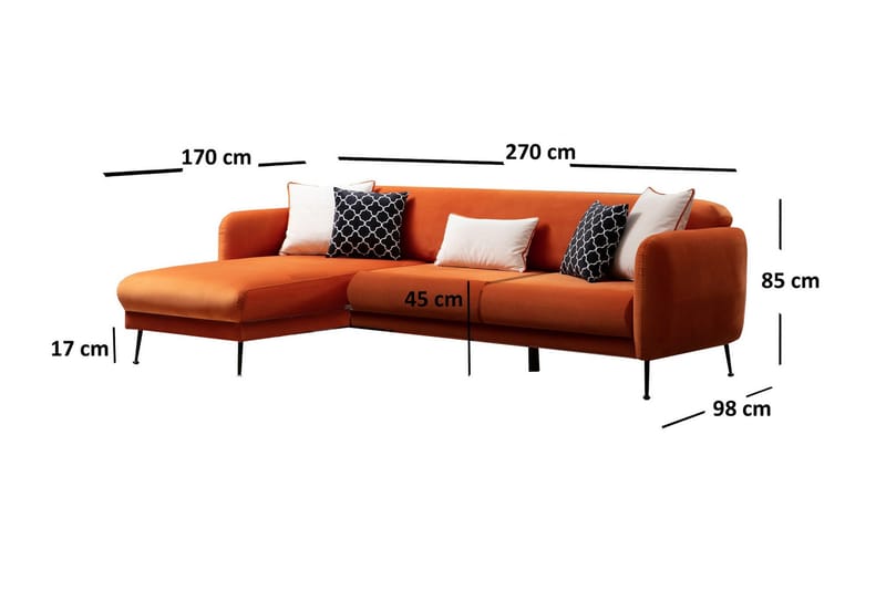 Azeriah Bäddsoffa med Divan Vänster - Orange - Möbler - Soffa - Bäddsoffa - Bäddsoffa divan
