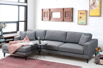 Bäddsoffa Angelah med Divan Vänster - Grå - Möbler - Soffa - Bäddsoffa - Bäddsoffa divan