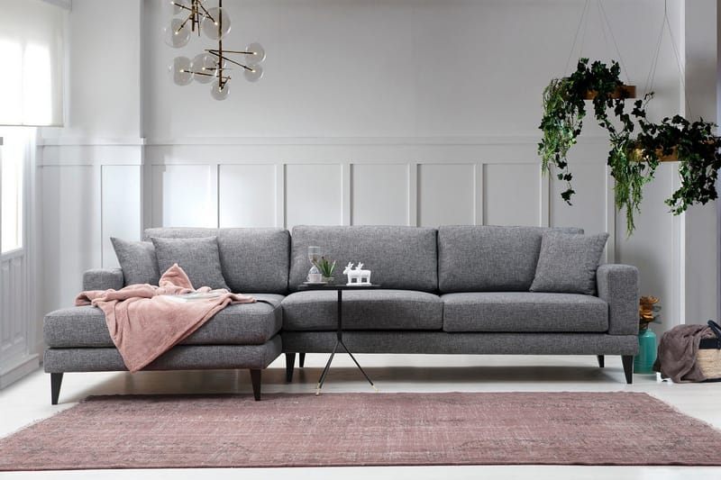 Bäddsoffa Angelah med Divan Vänster - Grå - Möbler - Soffa - Bäddsoffa - Bäddsoffa divan