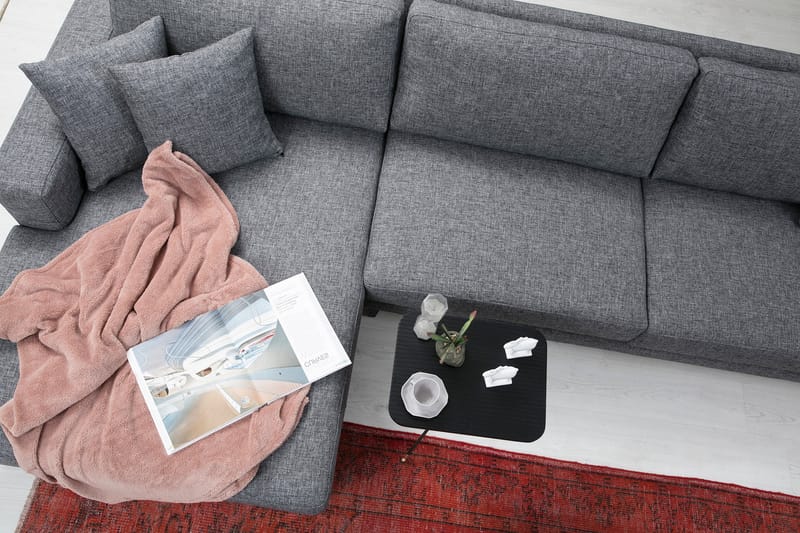 Bäddsoffa Angelah med Divan Vänster - Grå - Möbler - Soffa - Bäddsoffa - Bäddsoffa divan