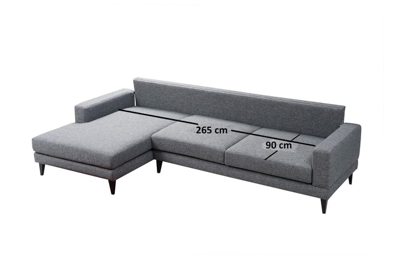 Bäddsoffa Angelah med Divan Vänster - Grå - Möbler - Soffa - Bäddsoffa - Bäddsoffa divan