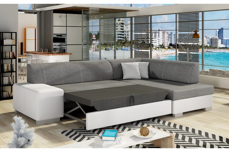 Bäddsoffa Bargam med Divan - Grå|Svart - Möbler - Soffa - Bäddsoffa - Bäddsoffa divan
