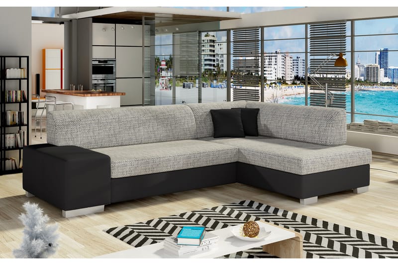 Bäddsoffa Bargam med Divan - Grå|Svart - Möbler - Soffa - Bäddsoffa - Bäddsoffa divan