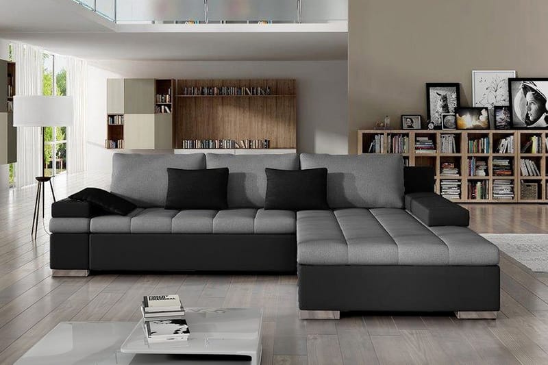Bäddsoffa Consuelo med Divan Höger - Grå - Möbler - Soffa - Bäddsoffa - Bäddsoffa divan