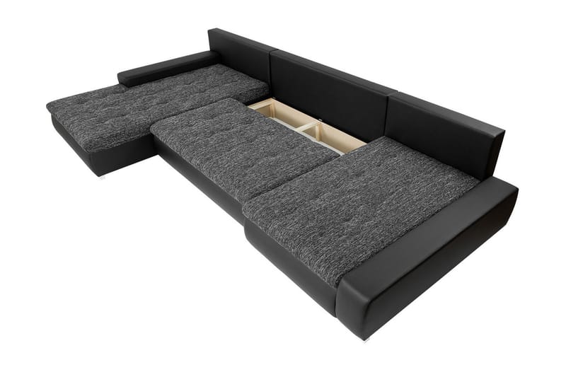 Bäddsoffa Dubbeldivan Mojen 4-sits 340x140 cm U-formad - Grå - Möbler - Soffa - Bäddsoffa - Bäddsoffa divan