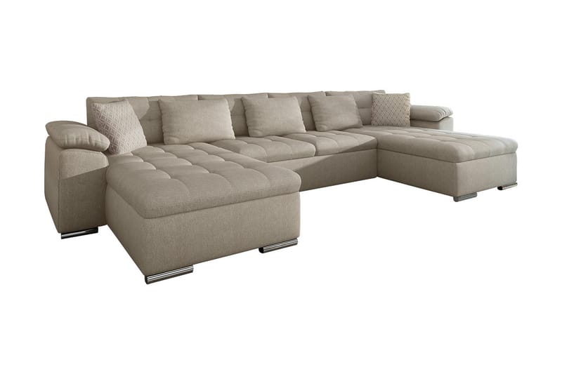 Bäddsoffa Dubbeldivan Orduna 4-sits 315x130 cm U-formad - Beige - Möbler - Soffa - Bäddsoffa - Bäddsoffa divan
