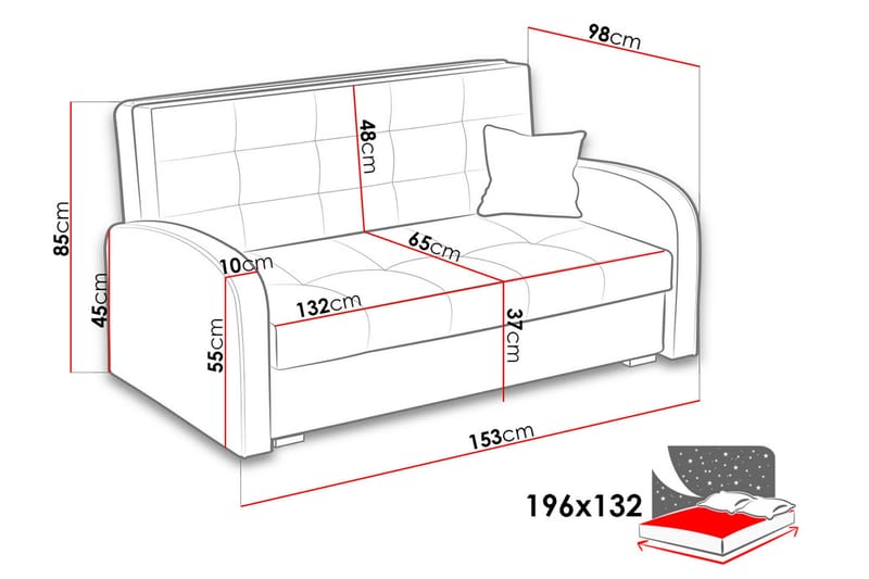 Bäddsoffa Hedensö 153x98x85 cm - Röd - Sammetssoffa - Bäddsoffa divan