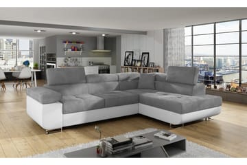 Bäddsoffa Hipolito med Schäslong Höger - Grå/Vit - Möbler - Soffa - Bäddsoffa - Bäddsoffa divan