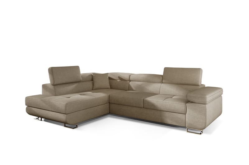 Bäddsoffa Hipolito med Schäslong Vänster - Beige - Möbler - Soffa - Bäddsoffa - Bäddsoffa längsbäddad