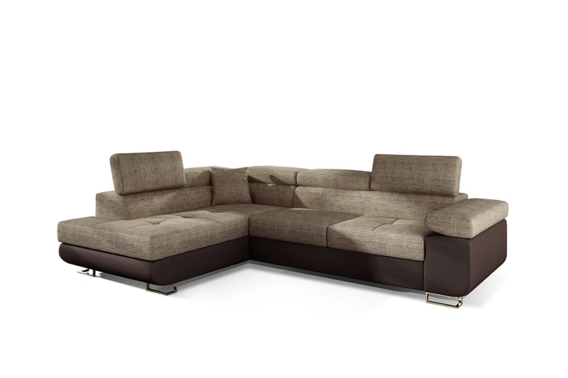 Bäddsoffa Hipolito med Schäslong Vänster - Beige/Brun - Möbler - Soffa - Bäddsoffa - Bäddsoffa divan