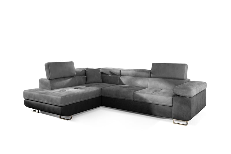 Bäddsoffa Hipolito med Schäslong Vänster - Grå - Möbler - Soffa - Bäddsoffa - Bäddsoffa längsbäddad