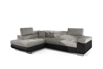 Bäddsoffa Hipolito med Schäslong Vänster - Grå/Svart - Möbler - Soffa - Bäddsoffa - Bäddsoffa längsbäddad