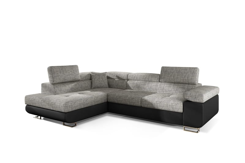 Bäddsoffa Hipolito med Schäslong Vänster - Grå/Svart - Möbler - Soffa - Bäddsoffa - Bäddsoffa längsbäddad