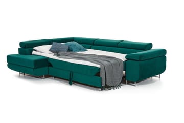 Bäddsoffa Hipolito med Schäslong Vänster - Grön - Möbler - Soffa - Bäddsoffa - Bäddsoffa längsbäddad