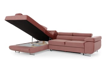Bäddsoffa Hipolito med Schäslong Vänster - Rosa - Möbler - Soffa - Bäddsoffa - Bäddsoffa divan