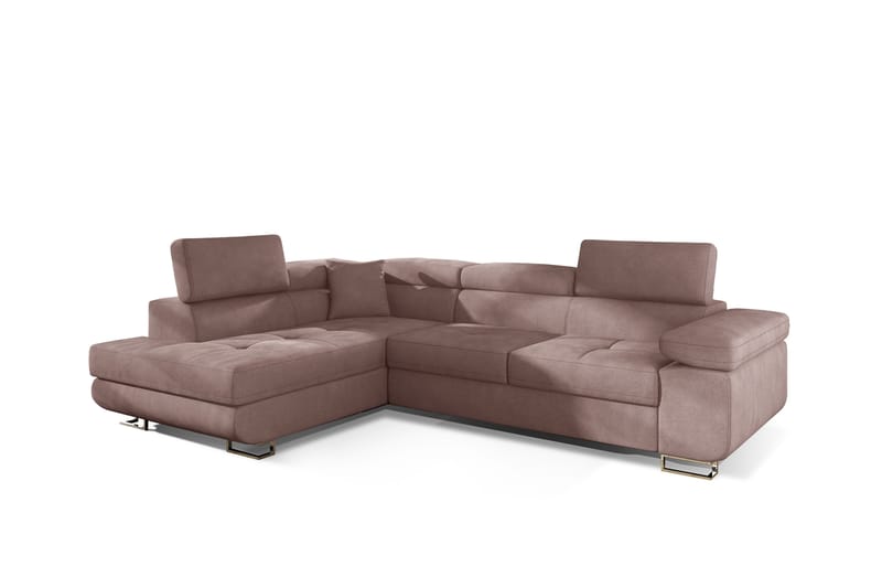 Bäddsoffa Hipolito med Schäslong Vänster - Rosa - Möbler - Soffa - Bäddsoffa - Bäddsoffa divan