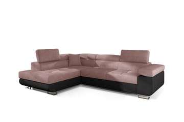 Bäddsoffa Hipolito med Schäslong Vänster - Rosa/Svart - Möbler - Soffa - Bäddsoffa - Bäddsoffa divan