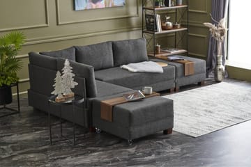 Bäddsoffa m. Divan Bulgaria 4-sits 140x190 - Antracit - Möbler - Soffa - Bäddsoffa - Bäddsoffa divan