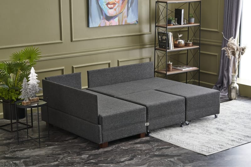 Bäddsoffa m. Divan Bulgaria 4-sits 140x190 - Antracit - Möbler - Soffa - Bäddsoffa - Bäddsoffa divan