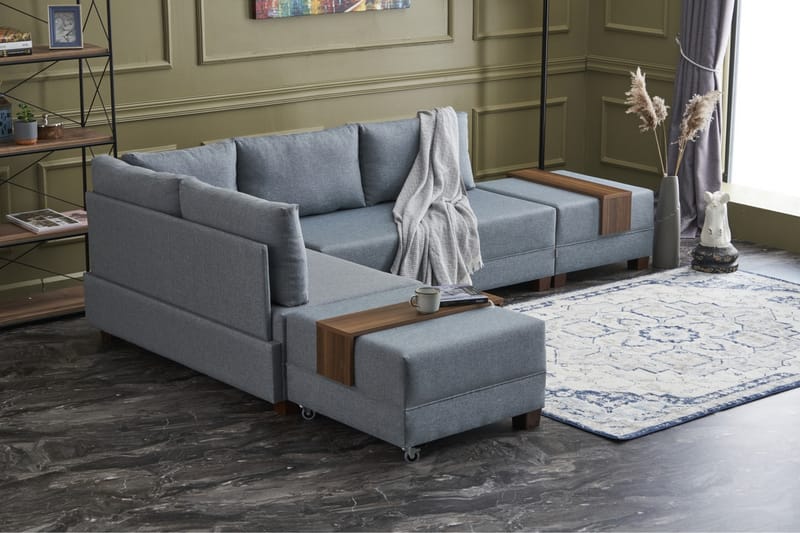 Bäddsoffa m. Divan Bulgaria 4-sits 140x190 - Blå - Möbler - Soffa - Bäddsoffa - Bäddsoffa divan