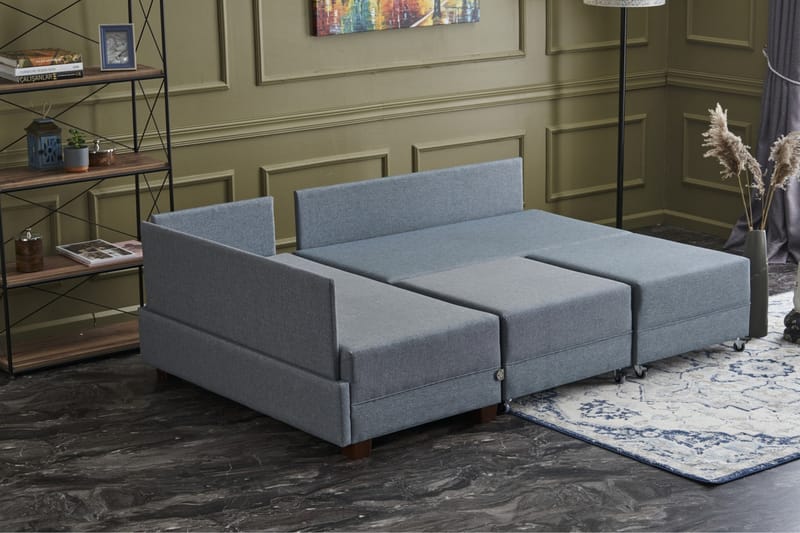 Bäddsoffa m. Divan Bulgaria 4-sits 140x190 - Blå - Möbler - Soffa - Bäddsoffa - Bäddsoffa divan