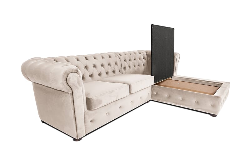 Bäddsoffa m. Divan Chesterfield Kristina - Beige - Bäddsoffa divan