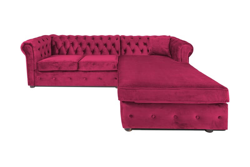 Bäddsoffa m. Divan Chesterfield Kristina - cerise - Bäddsoffa divan