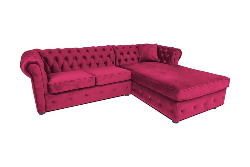 Bäddsoffa m. Divan Chesterfield Kristina - cerise - Bäddsoffa divan