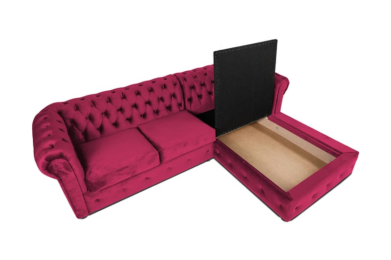 Bäddsoffa m. Divan Chesterfield Kristina - cerise - Bäddsoffa divan