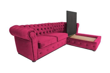 Bäddsoffa m. Divan Chesterfield Kristina - cerise - Möbler - Soffa - Bäddsoffa - Bäddsoffa divan