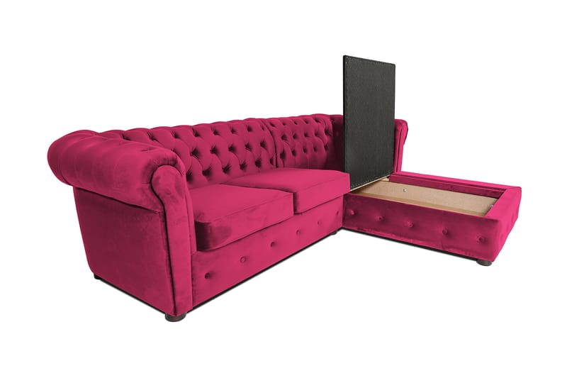 Bäddsoffa m. Divan Chesterfield Kristina - cerise - Bäddsoffa divan